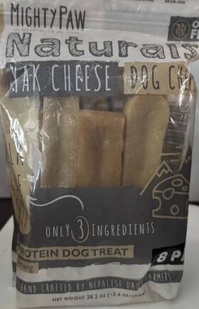 Mighty Paw 850024861657 Mightypaw Naturals Yak Cheese Dog Chews. High Protein Treats 28. 2 Oz Bag 8 Pac