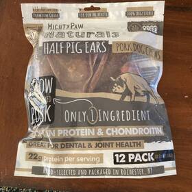 Mighty Paws 850024861268 Paw 100% Natural Half Ears For Dogs Premium Dog Chews Dental Help
