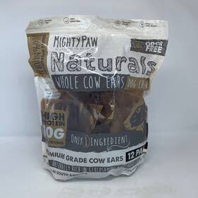 Mighty Paws 850024861770 Paw Naturals Whole Cow Ears Dog Chews 12 Pack Natural