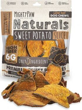 Mighty Paws 850024861831 Paw Naturals Sweet Potato Slices Natural Dehydrated High Fiber Dog Treats