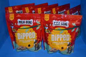 Milk-bone 079100527533 7 Peanut Butter Honey Flavor Dipped Crunchy Dog Biscuit 10oz 04/26