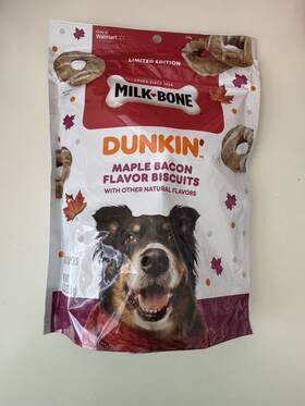 Milk-bone 079100588459 Dunkin Maple Bacon Flavor Biscuits New Exp 11/14/25