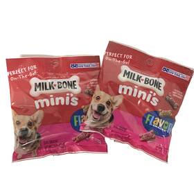 Milk-bone 079100608140 2 Minis Beef Chicken Bacon Flavor Dog Snacks Treats 2.5oz X04/18/25