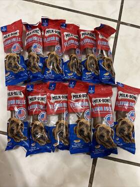 Milk-bone 079100654673 12 Flavor Rolls 100% Rawhide Free Dog Treat Chicken 2.2oz Ea