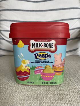 Milk-bone 079100830077 New Peeps Easter Pail Marshmallow Flavor Crunchy Dog Treats - 22oz