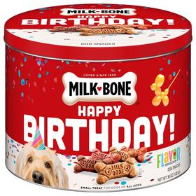 Milk-bone 079100901357 Flavor Snacks Birthday Dog Treats Small Biscuits 36 Ounce Reusable Tin