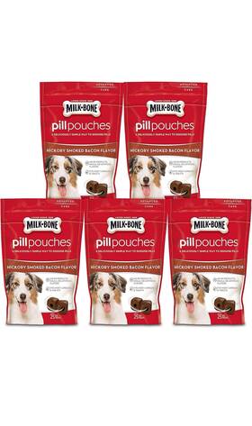 7910052773 Milk-bone Pill Pouches Dog Treats Hickory Smoked Bacon Flavor 6 Ounce-pack Of 5