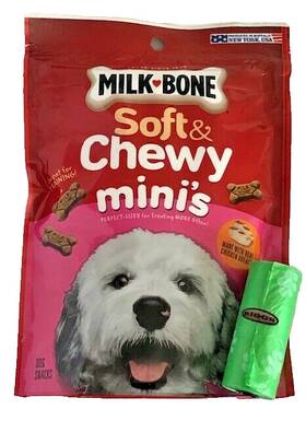 8567 Milk-bone Soft And Chewy Minis Dog Treats 4.5 Oz Bag-plus Biggs Waste Bag