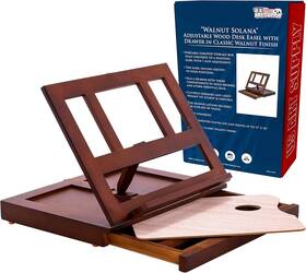 99863 Milk-bone Walnut Solana Adjustable Wood Desk Table Easel With Storage Drawer Paint Palett