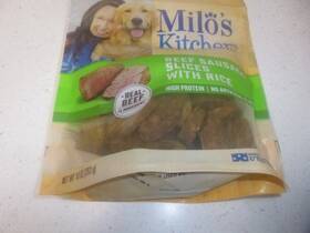 Milos Kitchen 079100527755 Lot Of 3 Beef Sausage And Rice Slices Chewy Dog Treats - 18oz