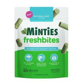 Minties 073091102953 Dental Treats Soft Chewy Mint Flavored 50 Count Low Calorie Plaque Remover