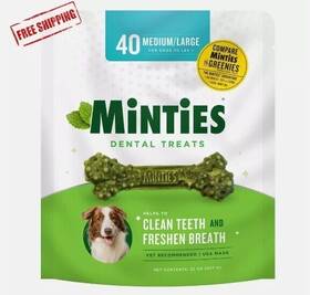 Minties 313033488418 New Dog Dental Bone Treats Chews Medium/large Dogs Over 40 Lbs