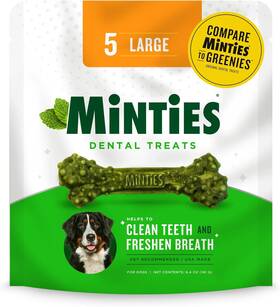 80077 Minties Dental Chews For Dogs 5 Count Vet-recommended 6.4 Ounces Green