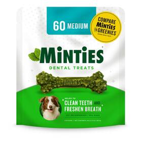 Minties 818145019890 Dental Chews For Dogs 60 Count Vet-recommended Mint-flavored