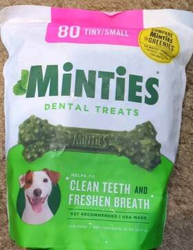 92000012032 Minties Dog Dental Bone Treats Chews For Tiny/small Dogs 5-39 Lbs 80count