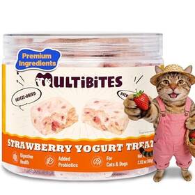 B0gcycl4nn Multibites Freeze Dried Strawberry Yogurt Cat And Dog Treats - Probiotics