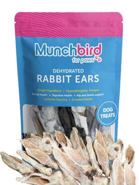 Munchbird 601570124365 Dehydrated Rabbit Ears For Dogs Bulk 35-45 Pieces 10.5 Oz Natural Fiber