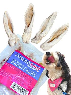 B2-ucd3-eyl7 Munchbird Dehydrated Rabbit Ears For Dogs 4pcs European Furry Natural Fiber Fo
