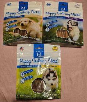N-bone 041133544870 X3 Puppy Teething Sticks Pumpkin - Pnut Butter Chicken New/sealed