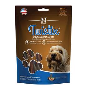 N-bone 657546200649 Twistix 5.5-ounce Dental Chew Treat Peanut And Carob Flavor For Small Dogs