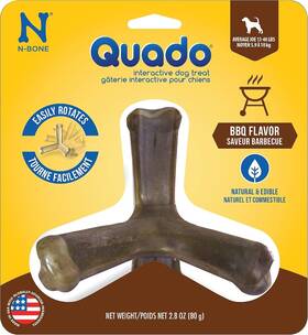 N-bone 657546701214 Quado Interactive Dog Treat Bbq Flavor Medium 2.8oz Natural Reduce Plaque