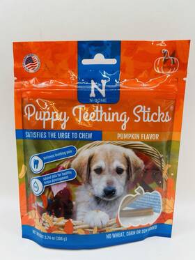 N-bone 657546800511 Puppy Teething Sticks Pumpkin Flavor Wheat/corn/soy-free Added Dha New
