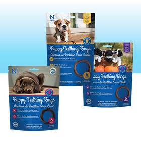 N-bone 657546802065 Puppy Teething Rings 6 Count Bag Variety Pack Chicken And Pumpkin Blueberry