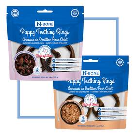 N-bone 657546803093 Puppy Teething Rings Texas Bbq 3 Count Bag Variety Pack Burnt Ends And Pulled