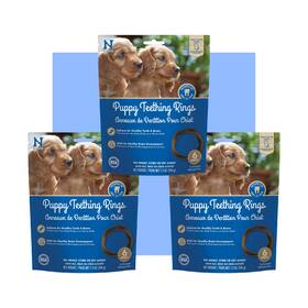N-bone 657546803154 Puppy Teething Rings Peanut Butter Flavor 6 Count Bag Multi Pack Total 3