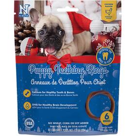 N-bone 657546912450 Puppy Teething Rings Chicken Flavor Dog Treats Christmas Holiday Version