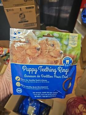 N-bone 657546912573 Puppy Teething Rings Peanut Butter Flavor Dog Treat 3 Count Bag 3.6-oz