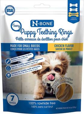 N-bone 657546912689 Teeny Puppy Teething Rings Chicken Rawhide-free 7 Count Small Breed Dog
