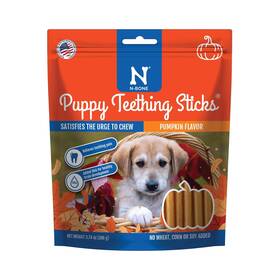 N-bone 657546912771 Puppy Teething Sticks Harvest Edition Pumpkin Flavor 3.74-oz Bag