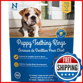 B00x6thk82 N-bone Puppy Teething Rings Chicken Flavor 6-count Dha And Calcium