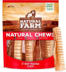 Natural Farm 726084572935 Beef Trachea For Dogs 6 Inch Pack - 100% Odor Free Dog Chews