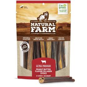 Natural Farm 810115900986 Peanut Butter Flavor Collagen Sticks For Dogs 3-5 Inch 10 Pack Long-lasti