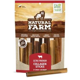 Natural Farm 810115900993 Collagen Dog Chews 3-5 Inch 10 Units Odor-free Long Lasting Bull