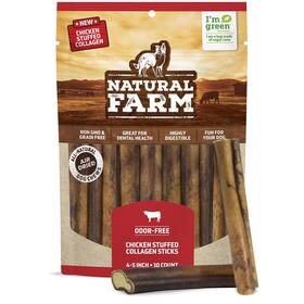Natural Farm 810115901099 Chicken Stuffed Collagen Chews For Dogs 4-5 Inch 10 Pack Rawhide-free Collage