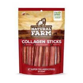 Natural Farm 810115902973 Odor-free Super Collagen Dog Chews 6-inch 10-pack The First Ever Real Bull