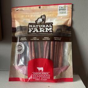 Natural Farm 850002762075 Bully Sticks 6 Inch 15 Pack 100% Beef Pizzle Chews