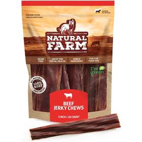Natural Farm 850002762174 Beef Jerky Gullet Sticks Flat - 5-inch 20-pack Grass-fed Glucosamine And C