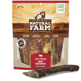 Natural Farm 850002762389 Rib Bones For Dogs 6 Inch 8 Pack - Beef Ribs Farm-raised Cattle