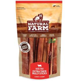 Natural Farm 850002762426 Odor Free Jumbo Bully Sticks 12 Inch 5 Pack Extra-thick Chews Fo