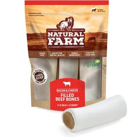 Natural Farm 850002762723 Filled Dog Bones Bacon And Cheese Flavor 5-6 Inch 3 Pack Limited Ingredien