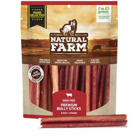 Natural Farm 850002762785 Odor-free Select Bully Sticks 6-inch 1-pound Hand Selected For Consisten