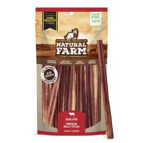 Natural Farm 850002762808 Odor-free Select Bully Sticks 12-inch 1-pound Hand Selected