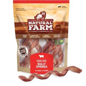Natural Farm 850002762822 Odor-free Curly Bully Sticks 5-6 Inch 5 Pack Fully Digestible 10