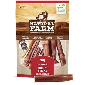 Natural Farm 850024882362 Odor Free Bully Sticks 4 Inch 10 Pack For Small And Medium Dogs -