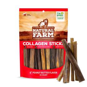 Nf262cpb-615 Natural Farm Peanut Butter Flavor Collagen Sticks For Dogs 6 Inch 15 Pack L