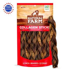Nf269brc-1212 Natural Farm Odor Free Braided Collagen Chews For Dogs 12 Inch Pack Sticks Long